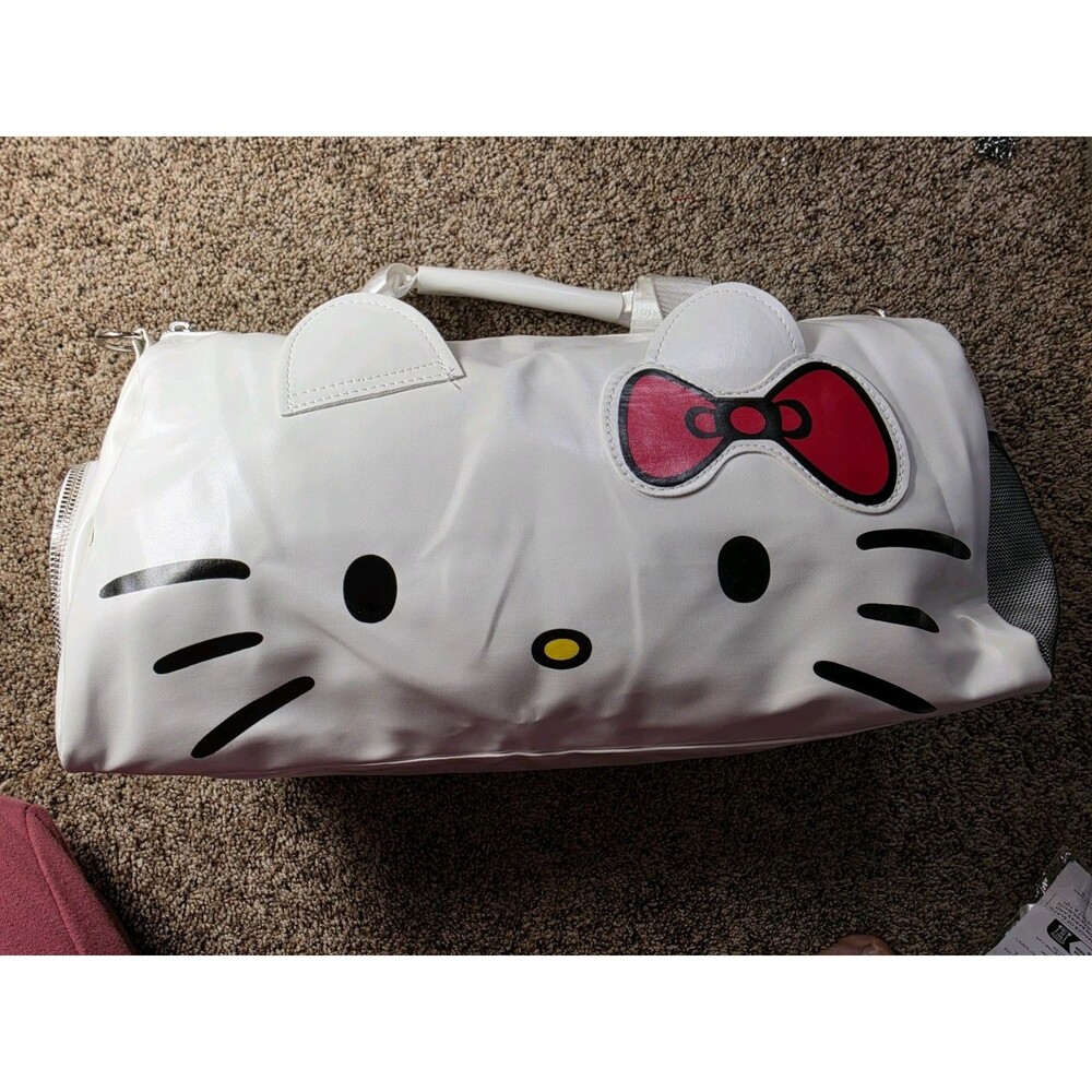 Sanrio Hello Kitty Character White Duffle Bag with Zipper Closure